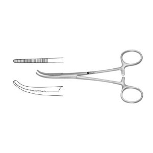 DANDY SCALP FORCEPS, CURVED TO SIDE, SERRATED, 5 1/2" (14.0 CM)