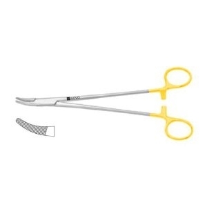 HEANEY NEEDLE HOLDER, TUNGSTEN CARBIDE, CURVED, SERRATED JAWS, 8 1/2" (21.6 CM)