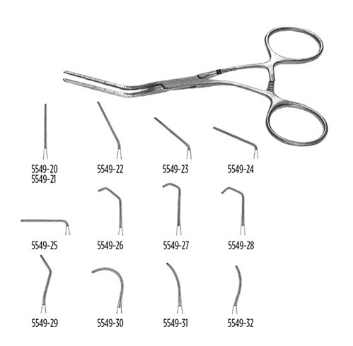 DEBAKEY-CASTANEDA CLAMPS, 1.4 MM JAWS, 4 3/4" (12.0 CM), CURVED SHANKS, STRAIGHT JAWS