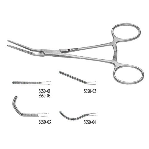 COOLEY PED CLAMP, DELICATE CLAMP, JAWS CALI AT 5.0 MM INTER, 5 1/2", STR SHANKS, SPOON JAWS