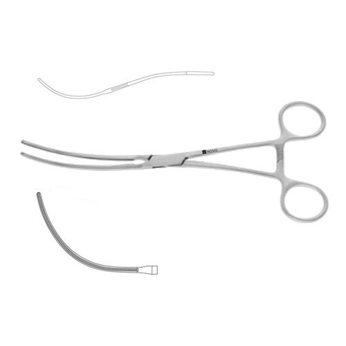 AORTIC EXCLUSION CLAMP, "S" SHAPED, CURVED JAWS 8.5 CM, 7 1/4" (18.5 CM)