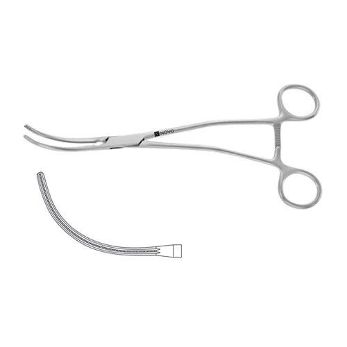 WYLIE ABDOMINAL AORTA CLAMP, ANGLED SHANKS, CURVED JAWS, 10 3/4" (27.3 CM)
