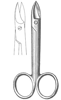 Wire Cutting Scissors 4" curved smooth (crown)
