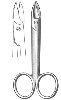 Wire Cutting Scissors 4" curved serrated (crown)